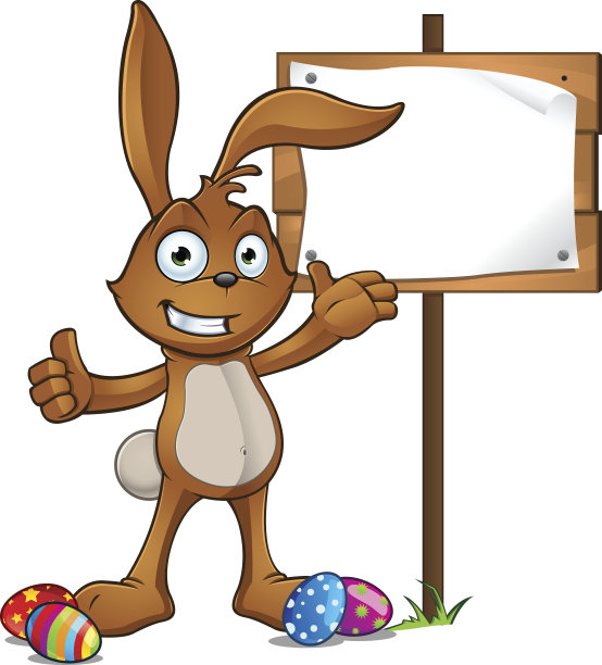 兔子举着木制的标志图片下载