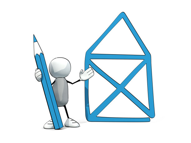 用蓝铅笔画房子的小不点图片下载