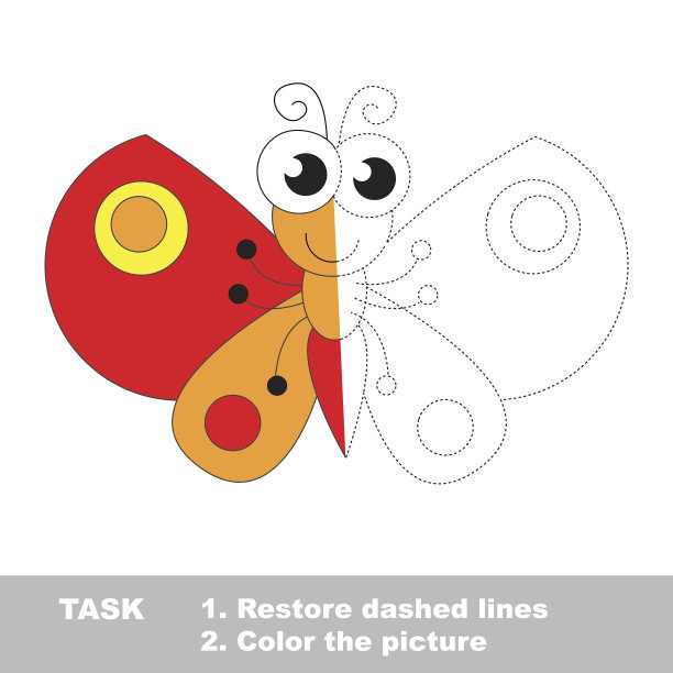 蝴蝶要上色。矢量跟踪游戏。图片下载