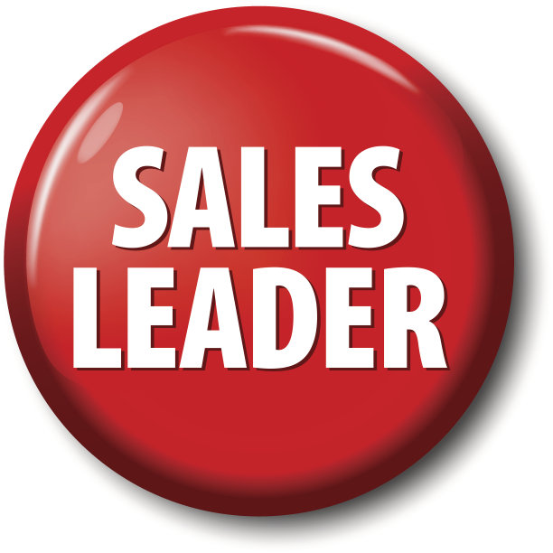 亮红色圆形按钮，上面写着“销售领导”图片下载
