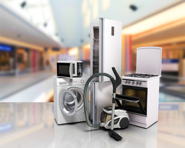 家电集团白色冰箱、洗衣机、炉子、微波炉图片下载