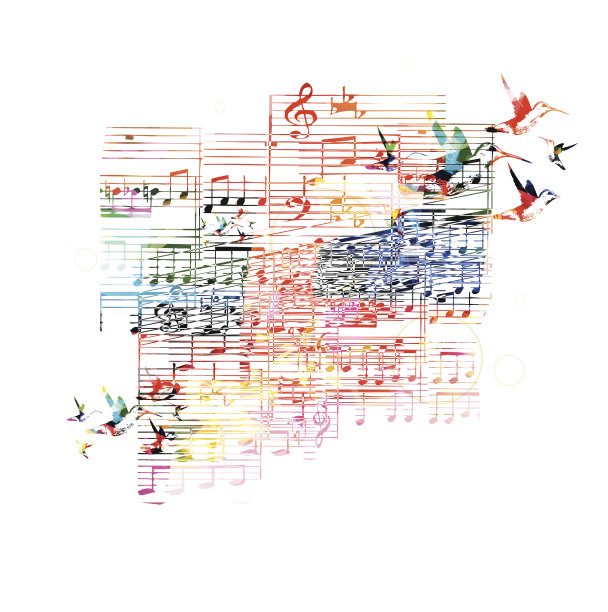 丰富多彩的音乐背景与蜂鸟图片下载