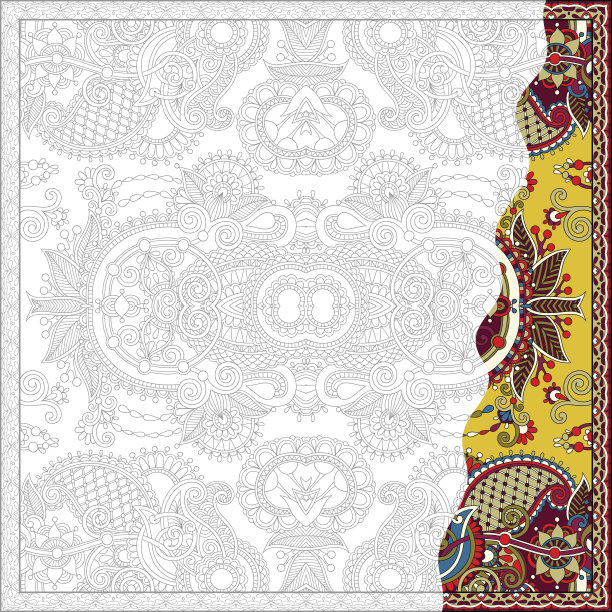 独特的成人涂色书方形页图片下载