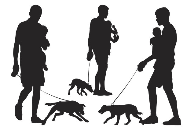 父亲带着孩子和狗图片下载