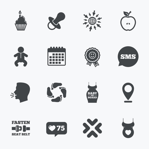 怀孕，产妇和婴儿护理图标。图片下载