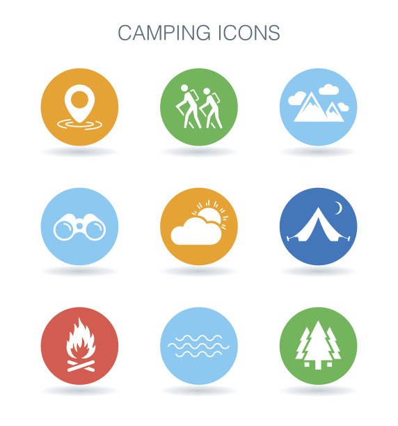 露营的图标。营地的象征。户外探险的迹象。矢量插图。图片下载