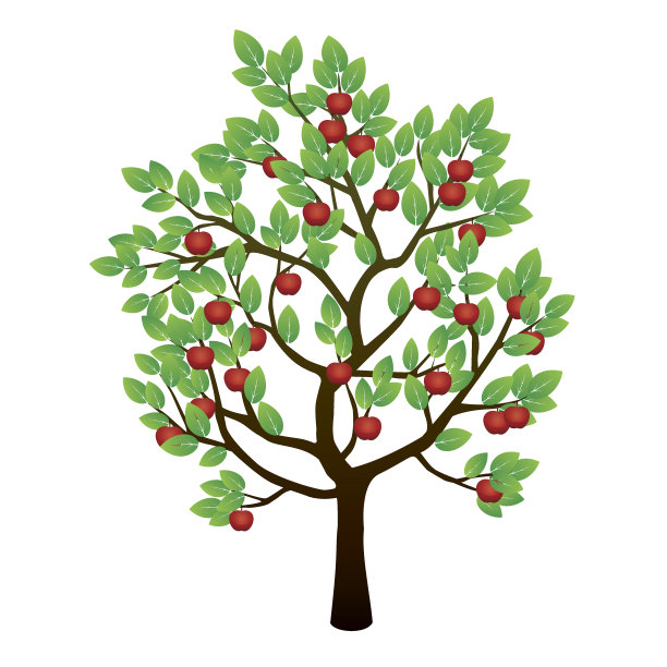 树和红苹果。矢量插图。图片下载
