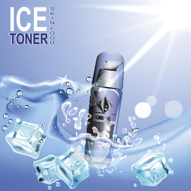 冰调色剂包含在瓶子c分配器的背景水和冰块。图片下载