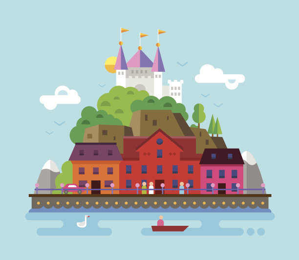 平面设计说明夏季欧洲美丽的景观图片下载