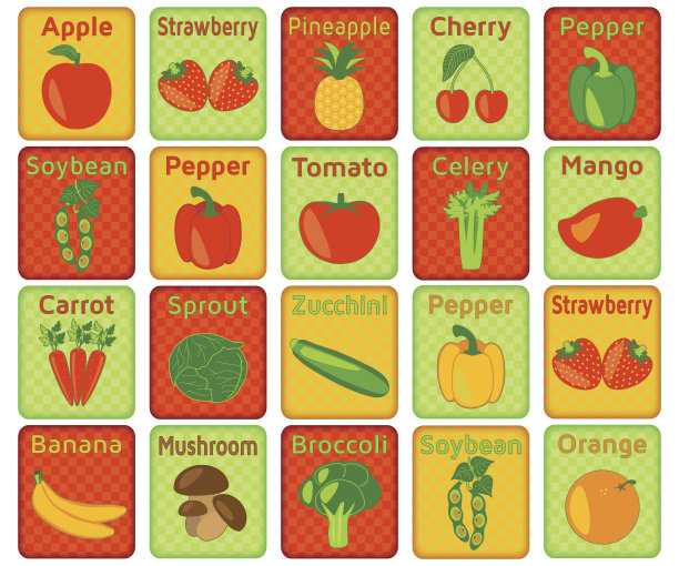 彩色有机食品套装图片下载