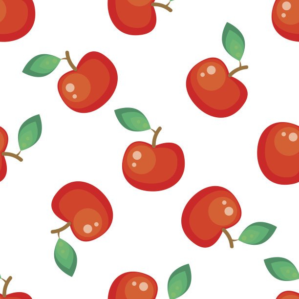 红苹果果实无缝矢量图案图片下载