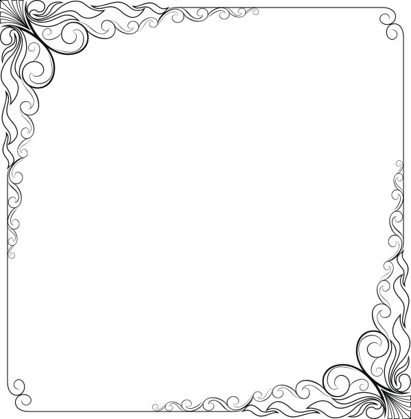 框花黑白线条艺术图片下载