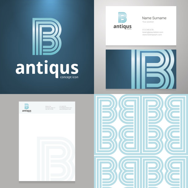 设计图标B元素与名片和纸模板图片下载