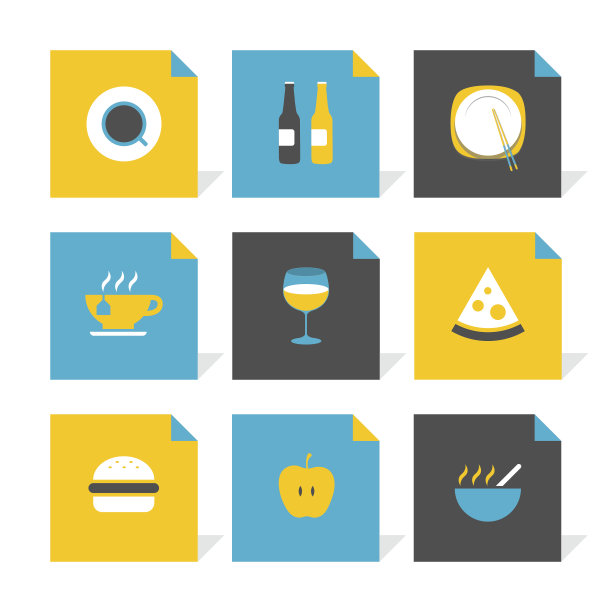 矢量平面图标设置-美食图片下载