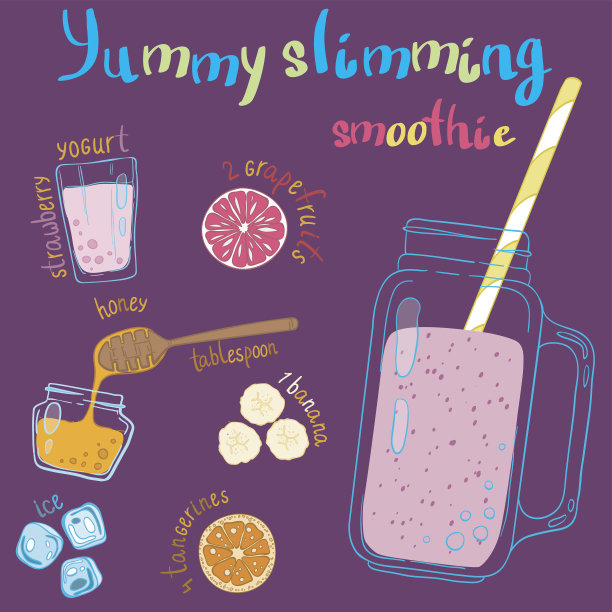 配方说明奶昔(鸡尾酒)。矢量手绘伊拉斯图片下载