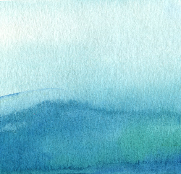 抽象的蓝色水彩手绘背景。图片下载