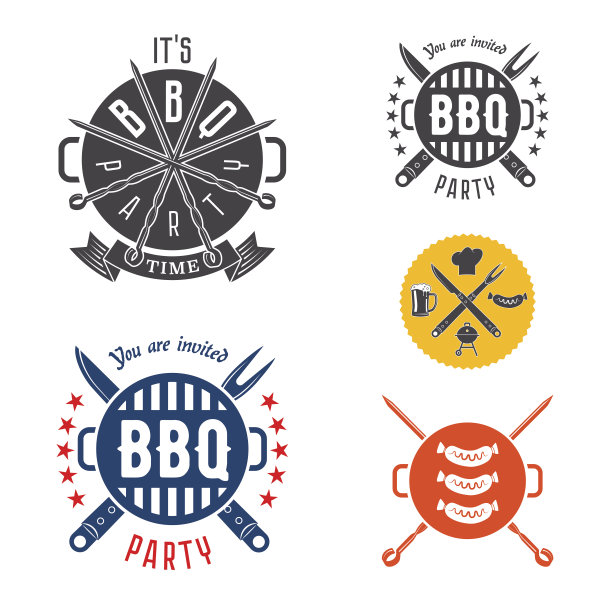 烧烤派对请帖元素图片下载