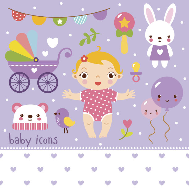 婴儿的图标集。图片下载