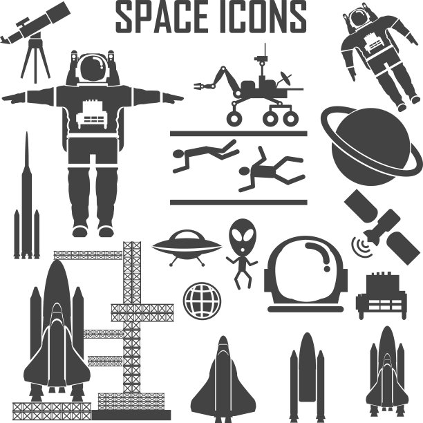 空间的图标集。图片下载