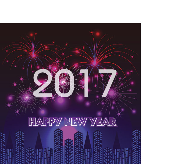 2017年新年快乐，以烟花为背景图片下载