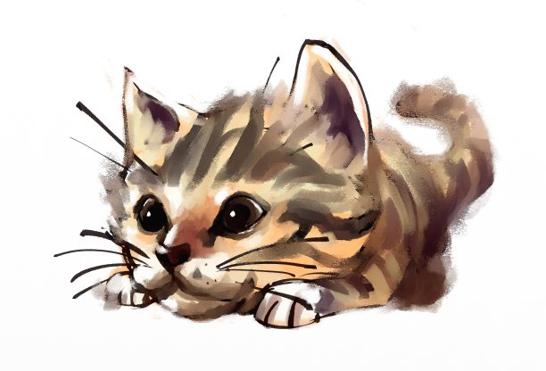 可爱的猫的水彩画图片下载