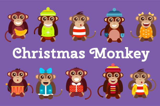 快乐的卡通猴舞生日派对背景图片下载