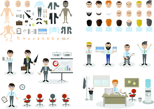 办公室/商业卡通套装图片下载