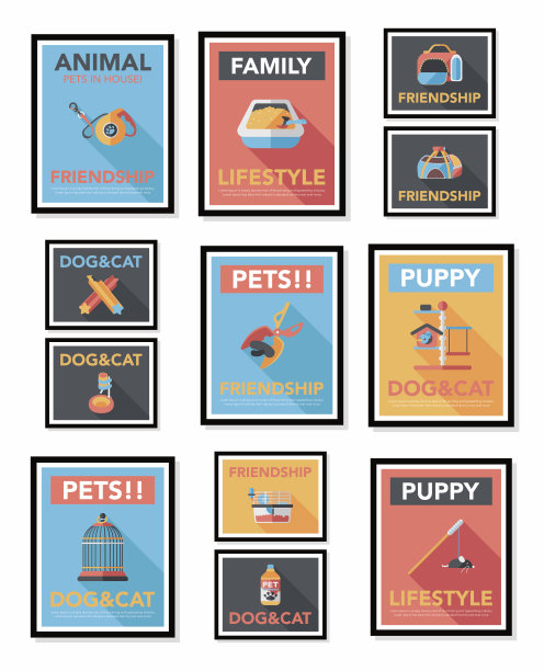 宠物海报平面横幅设计背景集，eps10图片下载