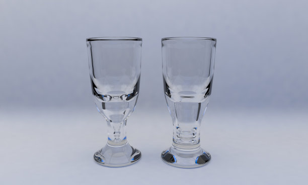 反向瓶玻璃，隔离在白色3d渲染，正面视图工作图片下载