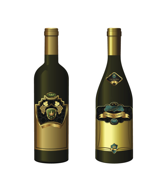 带有标签的葡萄酒瓶插图图片下载