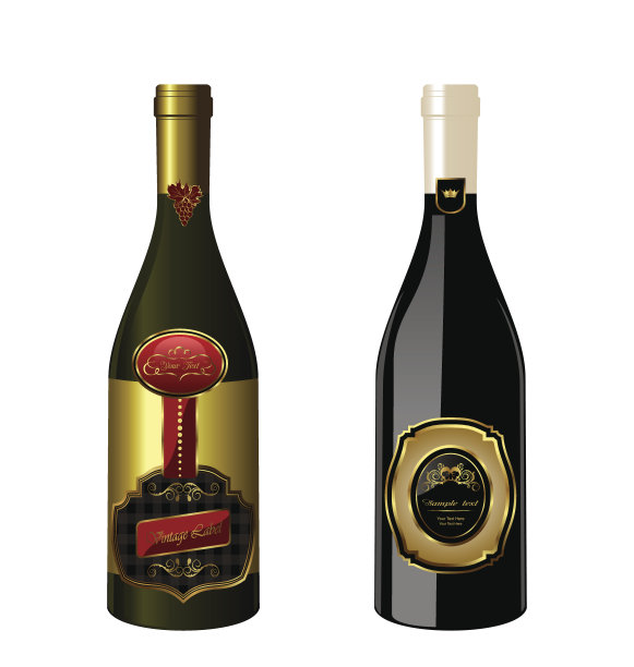 带有标签的葡萄酒瓶插图图片下载
