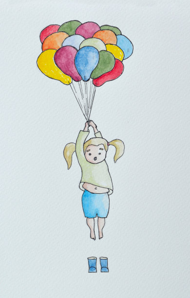 小女孩抓着气球图片下载