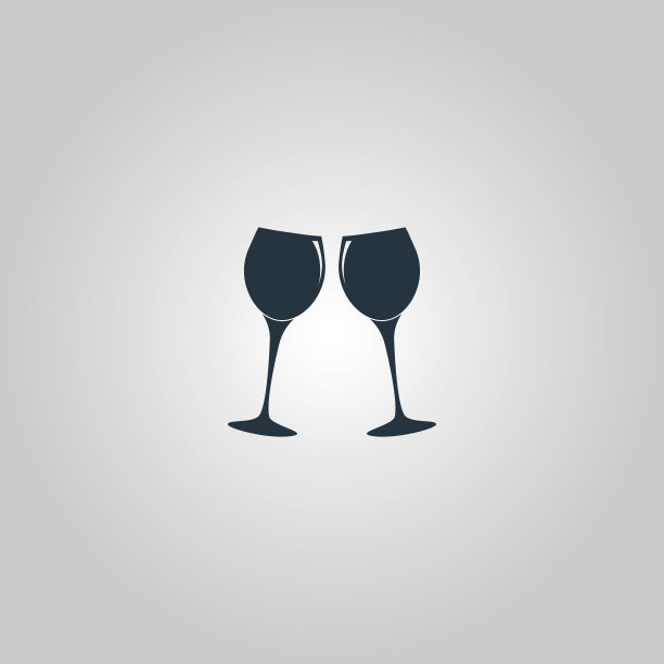 两杯葡萄酒或香槟。矢量图标图片下载