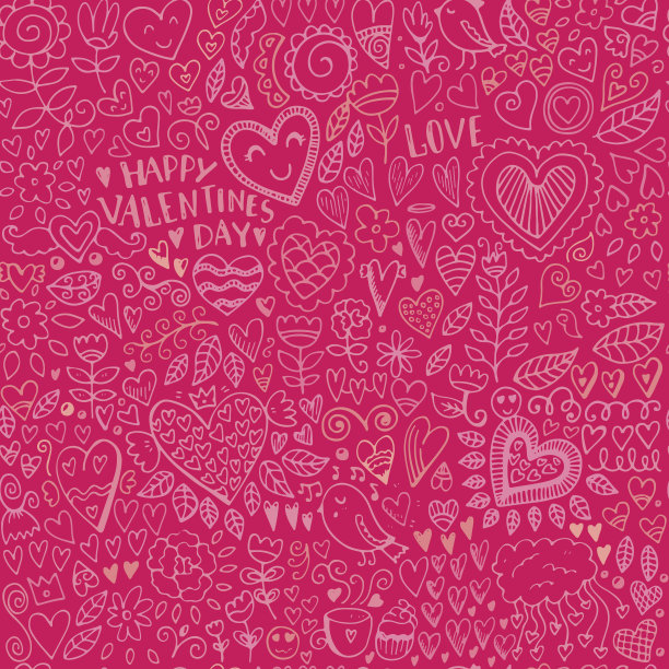 情人节无缝素描图案图片下载