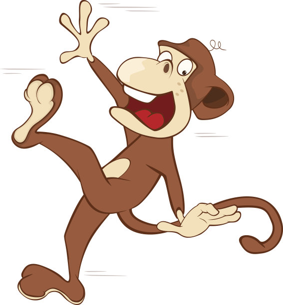 快乐的猴子。卡通图片下载