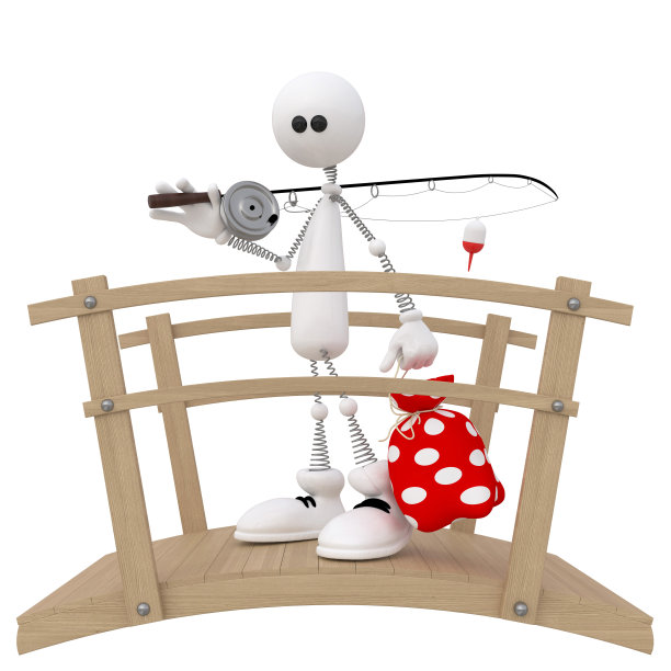 3D小矮人钓鱼。图片下载