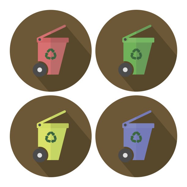 不同颜色的轮箱设置平面设计图标图片下载