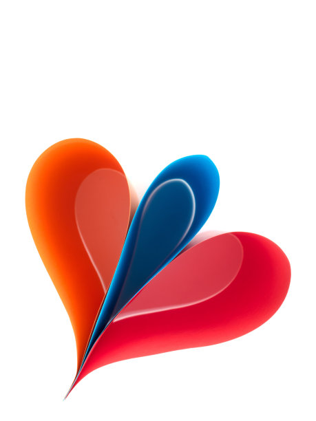 纸花——鲜红色、蓝色和橙色。孤立。图片下载