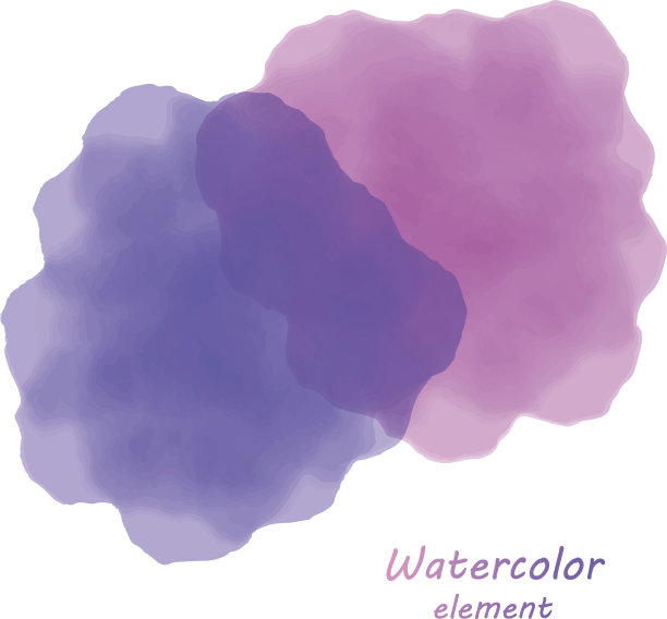 紫色的水彩污斑。一套紫色水彩圈。图片下载