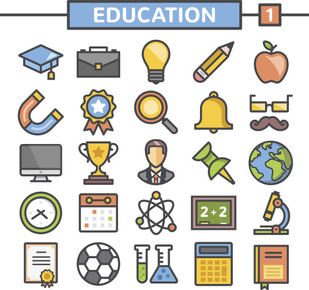 教育平面线图标设置图片下载