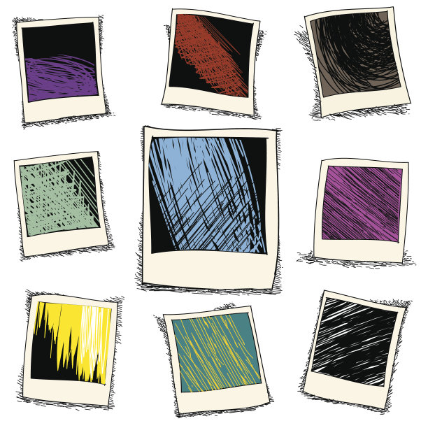 一套复古的相框在涂鸦风格图片下载