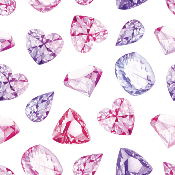 粉色和紫色钻石水彩无缝矢量图案素材图片