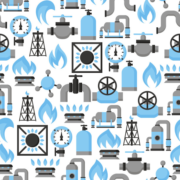 天然气的生产、注入和储存。工业无缝模式图片下载
