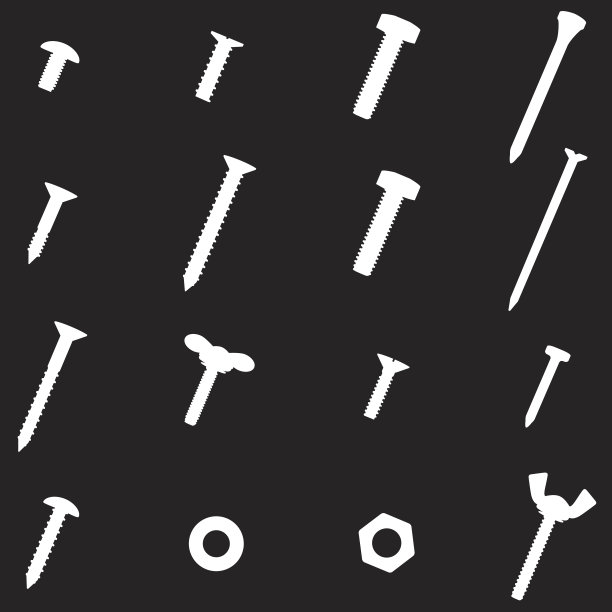 一套螺丝、螺母和钉子图片下载