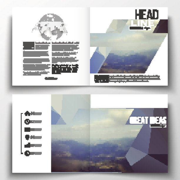 为宣传册、杂志、传单制作年度报告业务模板图片下载