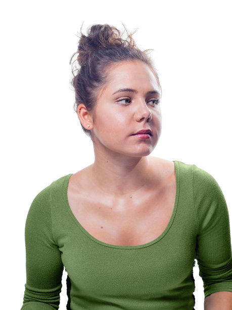 年轻的白人女性灰色眼睛和棕色头发图片下载