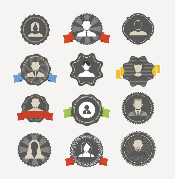 现代阿凡特图标在复古的标签收集图片下载