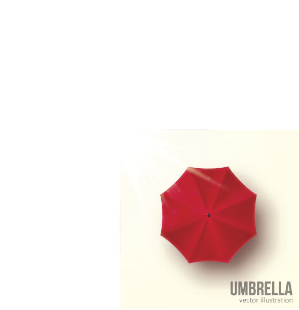红色伞矢量插图顶视图图片下载
