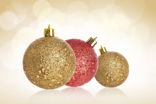 金色和红色的圣诞装饰物图片下载