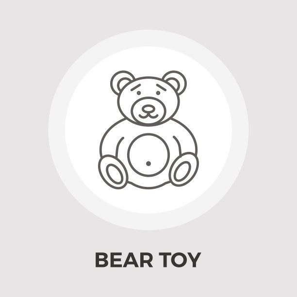 小熊玩具平面图标图片下载